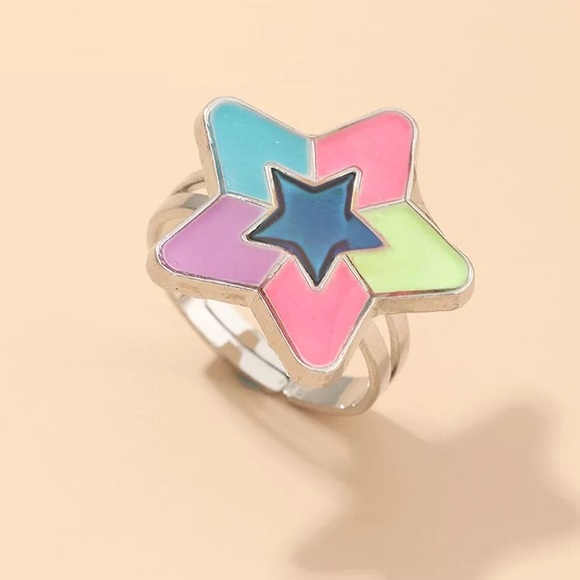 Mood ring color changing womens girls adjustable fun silver rainbow jewelry - Picture 1 of 10